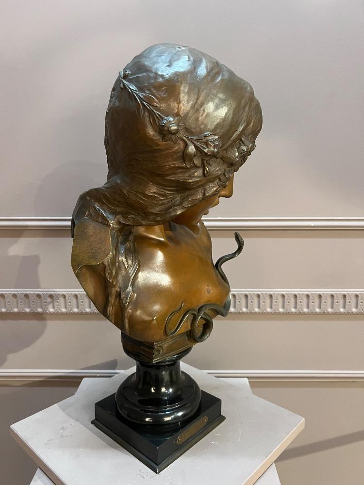 Cleopatra bronze bust signed Isodore De Rudder