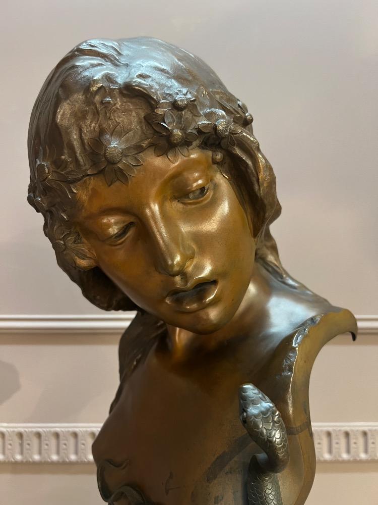 Cleopatra bronze bust signed Isodore De Rudder