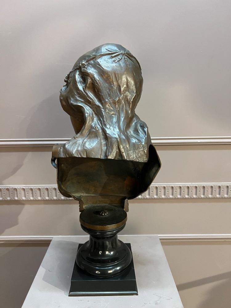 Cleopatra bronze bust signed Isodore De Rudder
