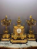 Gilt bronze louis xvi style clock set