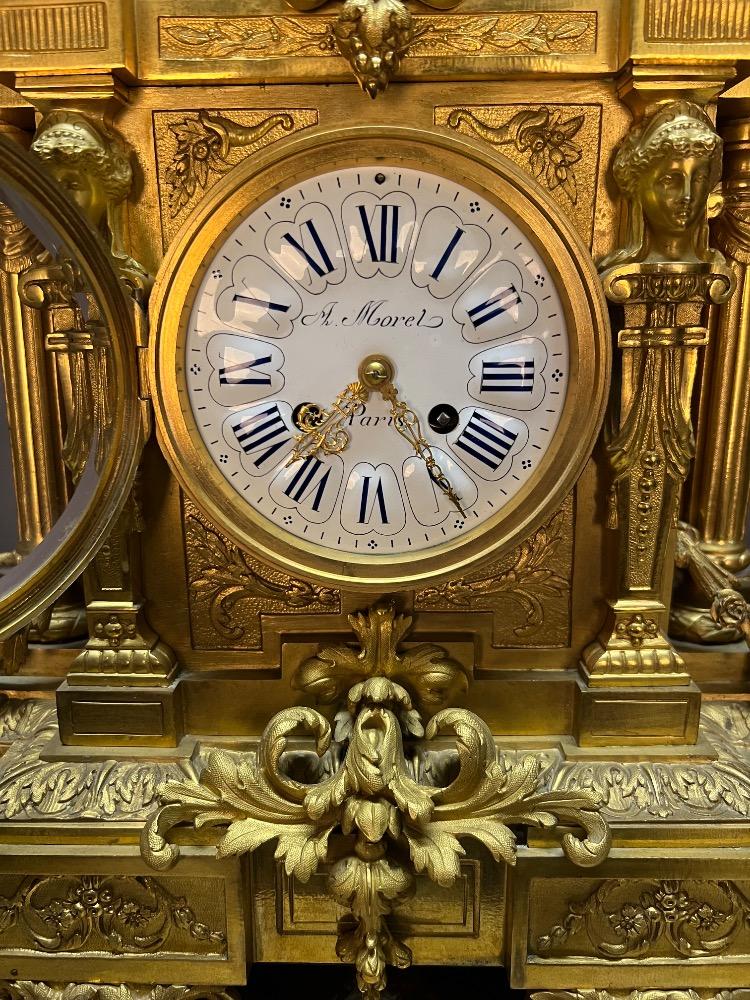 Gilt bronze louis xvi style clock set