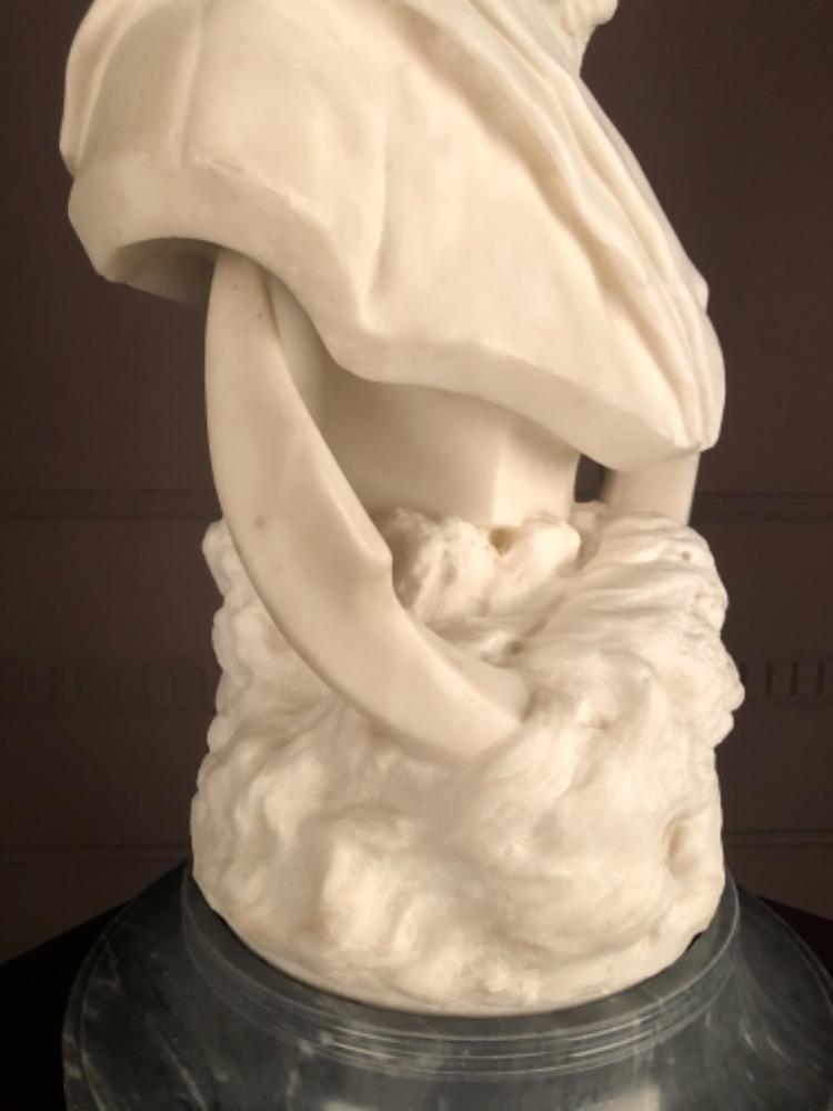 Marble bust of a young sailor signed and dated