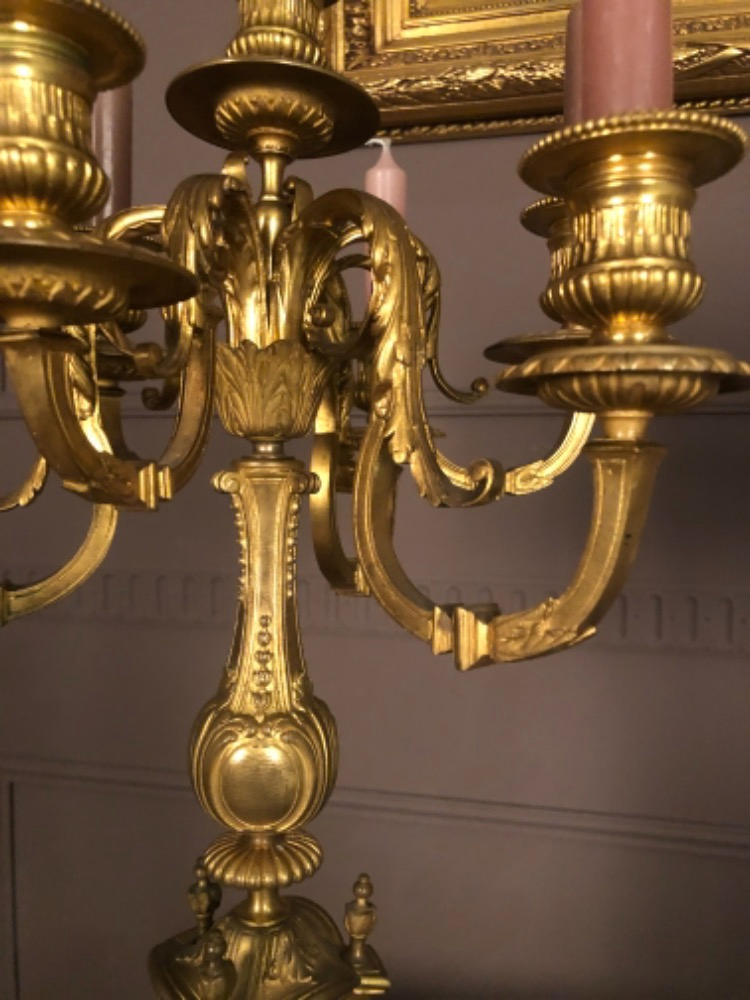 Pair of gilded bronze candelabres