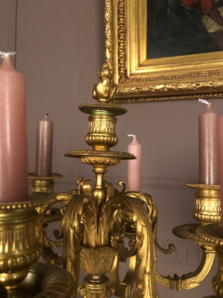 Pair of gilded bronze candelabres