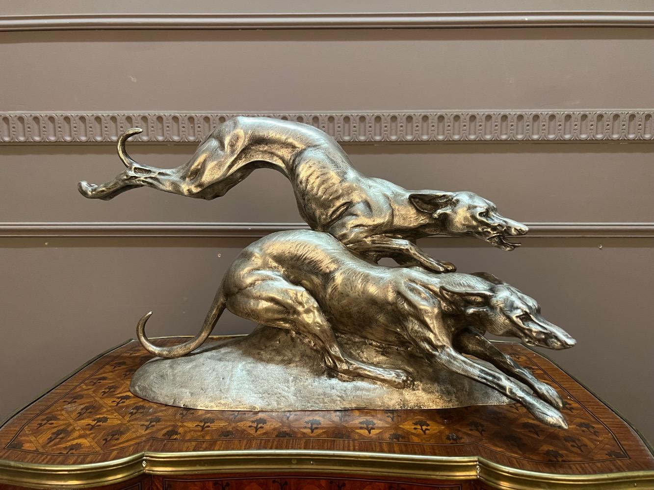 Silvered bronze animal sculpture