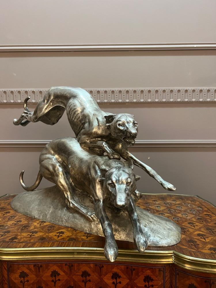 Silvered bronze animal sculpture