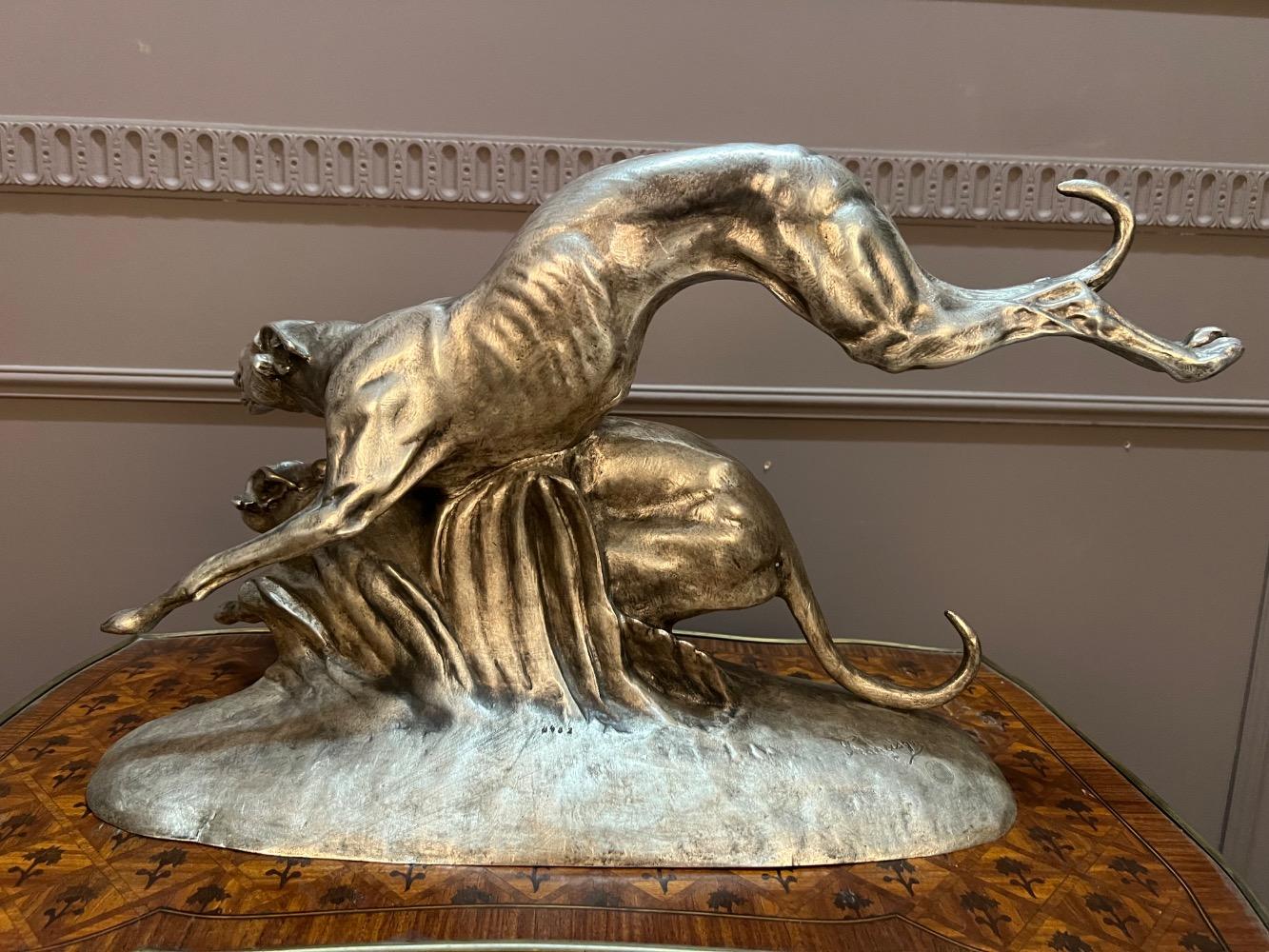 Silvered bronze animal sculpture
