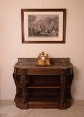 Walnut console with marble top