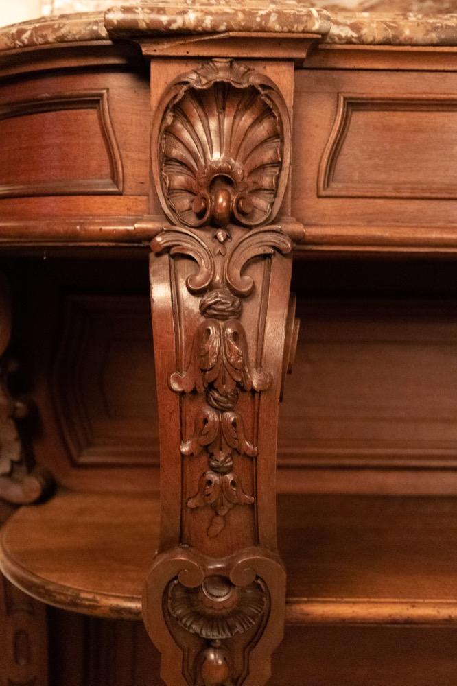 Walnut console with marble top