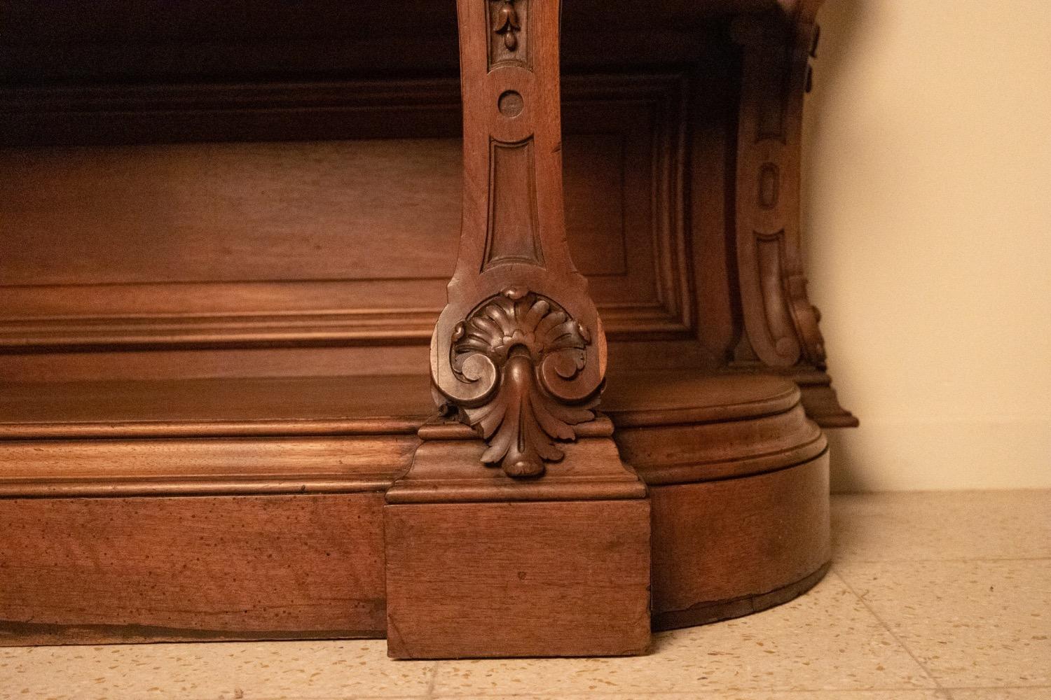 Walnut console with marble top