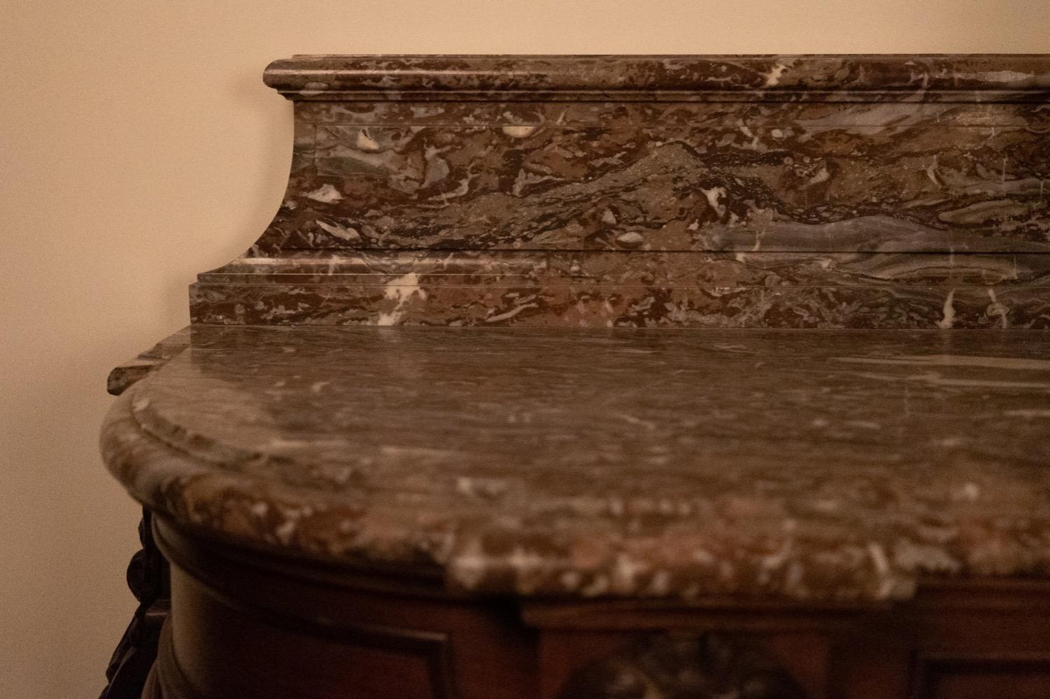 Walnut console with marble top