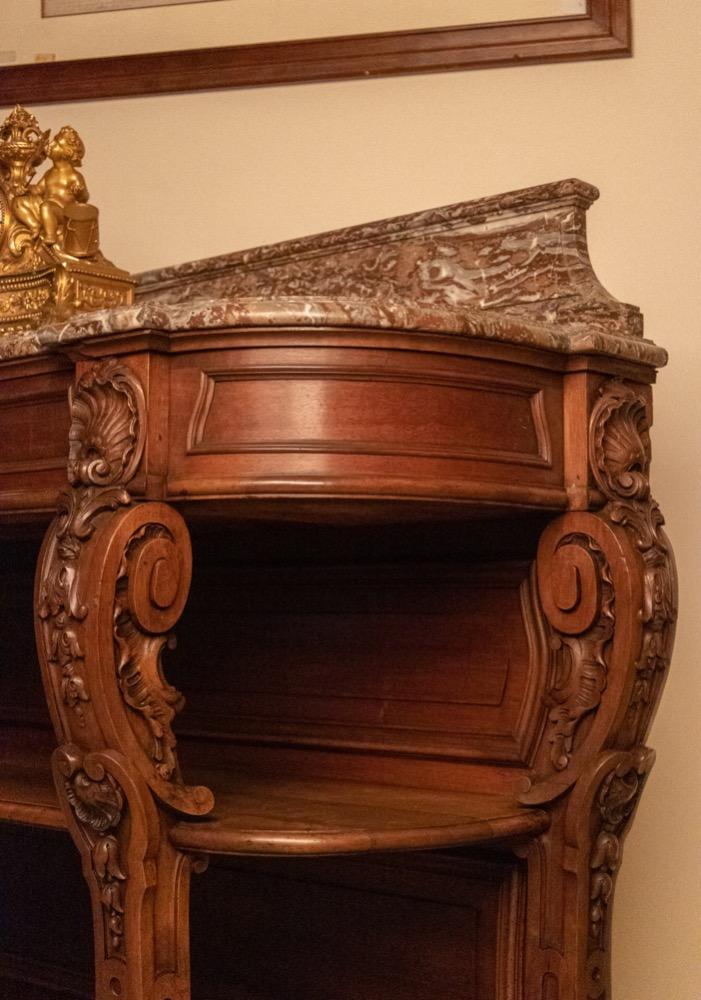 Walnut console with marble top